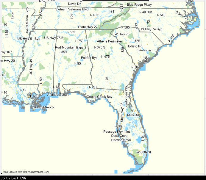 South East United States Garmin Compatible Map Gpsfiledepot
