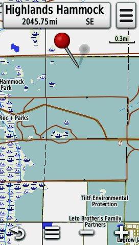 Screenshot showing public land data in the HUNT Florida for Garmin Map