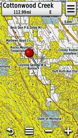 Screenshot of HUNT Montana for Garmin by onXmaps displayed on a Garmin Montana 600 GPS unit Screenshot of HUNT Montana for Garmin by onXmaps displayed on a Garmin Montana 600 GPS unit