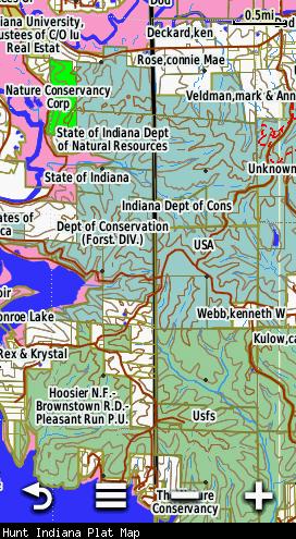 Screenshot of the HUNT Indiana Map by onXmaps displayed on a Garmin Montana 600 GPS unit Screenshot of the HUNT Indiana Map by onXmaps displayed on a Garmin Montana 600 GPS unit
