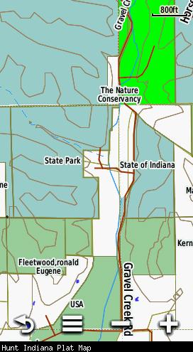 Screenshot of the HUNT Indiana Map by onXmaps displayed on a Garmin Montana 600 GPS unit Screenshot of the HUNT Indiana Map by onXmaps displayed on a Garmin Montana 600 GPS unit