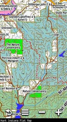 Screenshot of the HUNT Indiana Map by onXmaps displayed on a Garmin Montana 600 GPS unit Screenshot of the HUNT Indiana Map by onXmaps displayed on a Garmin Montana 600 GPS unit