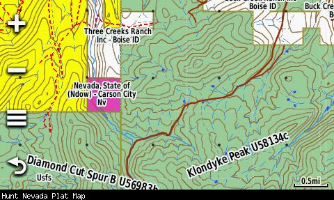 Screenshot of HUNT Nevada by onXmaps displayed on a Garmin Montana 600 GPS unit Screenshot of HUNT Nevada by onXmaps displayed on a Garmin Montana 600 GPS unit
