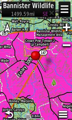 Screenshot of HUNT Texas for Garmin from Hunting GPS Maps displayed on a Garmin Montana 600 GPS unit Screenshot of HUNT Texas for Garmin from Hunting GPS Maps displayed on a Garmin Montana 600 GPS unit