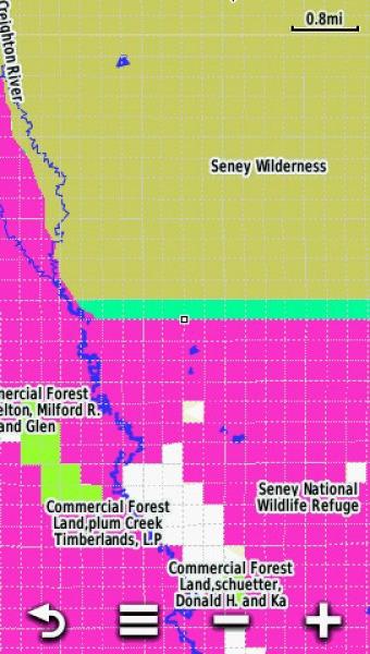 Screenshot of the HUNT Michigan Map from onXmaps displayed on a Garmin Montana 600 GPS unit Screenshot of the HUNT Michigan Map from onXmaps displayed on a Garmin Montana 600 GPS unit