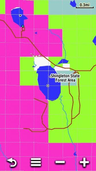 Screenshot of the HUNT Michigan Map from onXmaps displayed on a Garmin Montana 600 GPS unit Screenshot of the HUNT Michigan Map from onXmaps displayed on a Garmin Montana 600 GPS unit