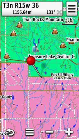 Screenshot of HUNT Oklahoma for Garmin by onXmaps displayed on a Garmin Montana 600 GPS Unit Screenshot of HUNT Oklahoma for Garmin by onXmaps displayed on a Garmin Montana 600 GPS Unit